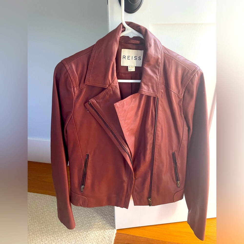 Reiss Brown Biker Jacket